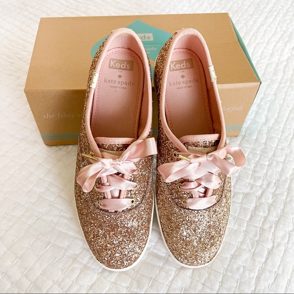 kate spade Shoes - KATE SPADE x KEDS Rose Gold Platinum Glitter Sneakers